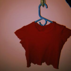 NWOT BRANDY MELVILLE RED TOP WITH RUFFLE TRIMMINGS